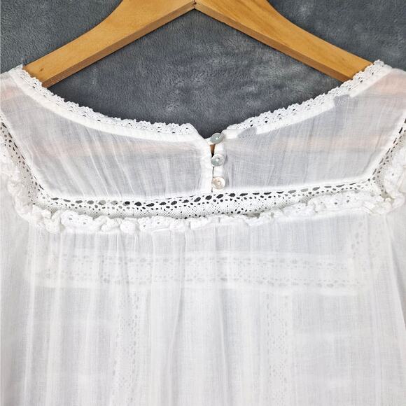 Zara Top Medium Boho Crochet Lace Cottagecore Sheer Peasant Feminine Hippie - Picture 8 of 9